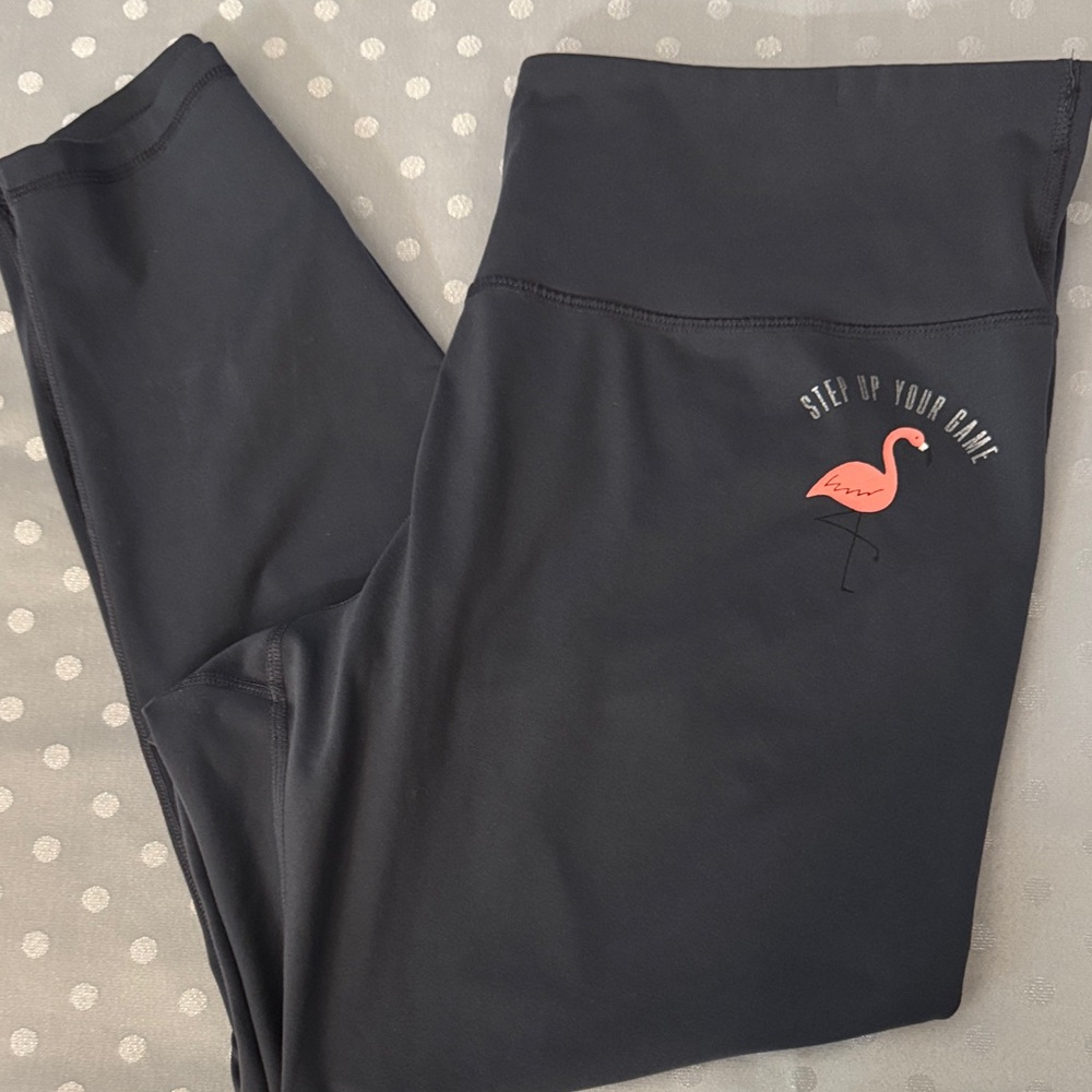 Old Navy Dark Grey Leggings with Flamingo Design